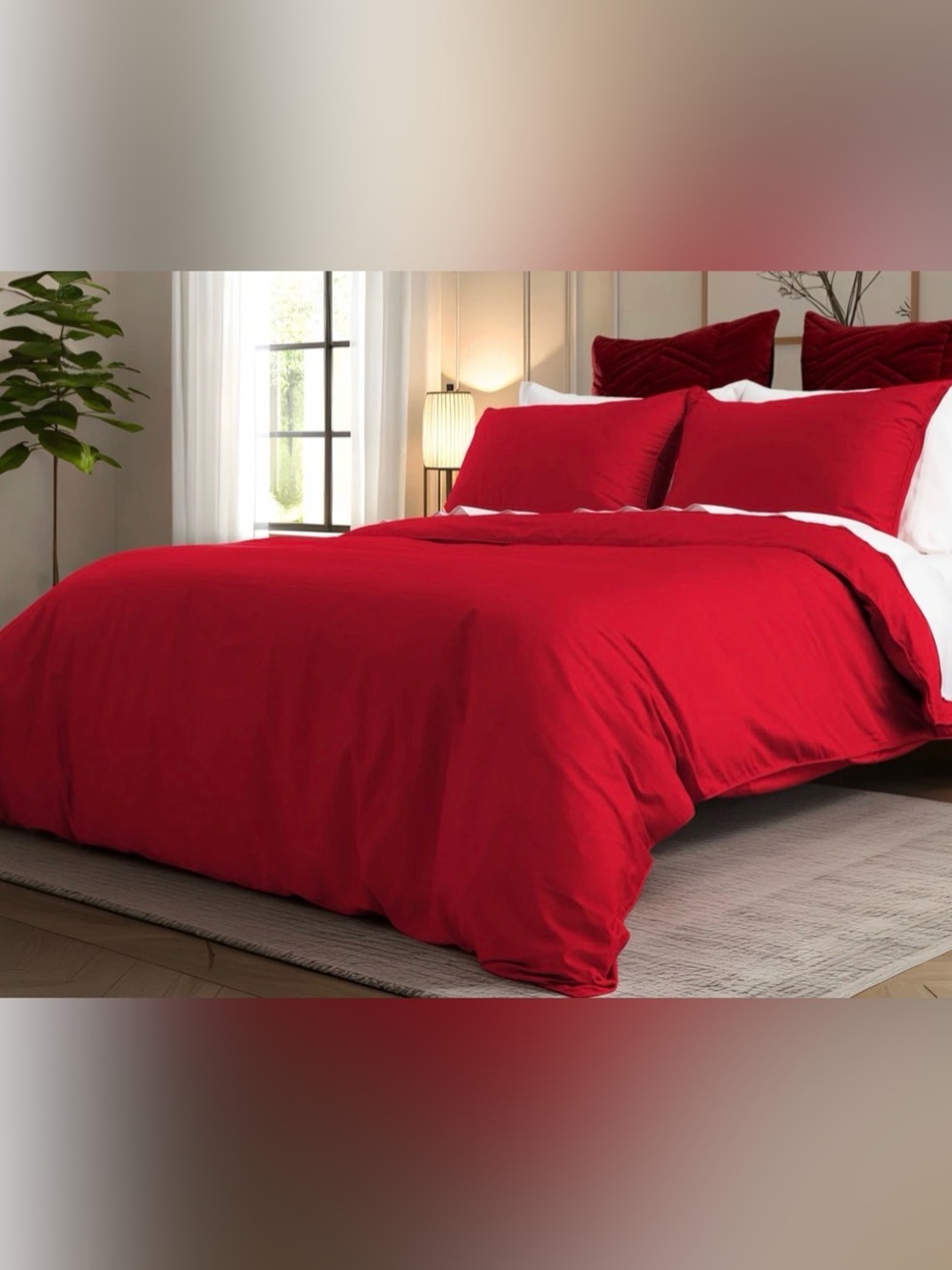 Red Solid bedding Set - Queen
